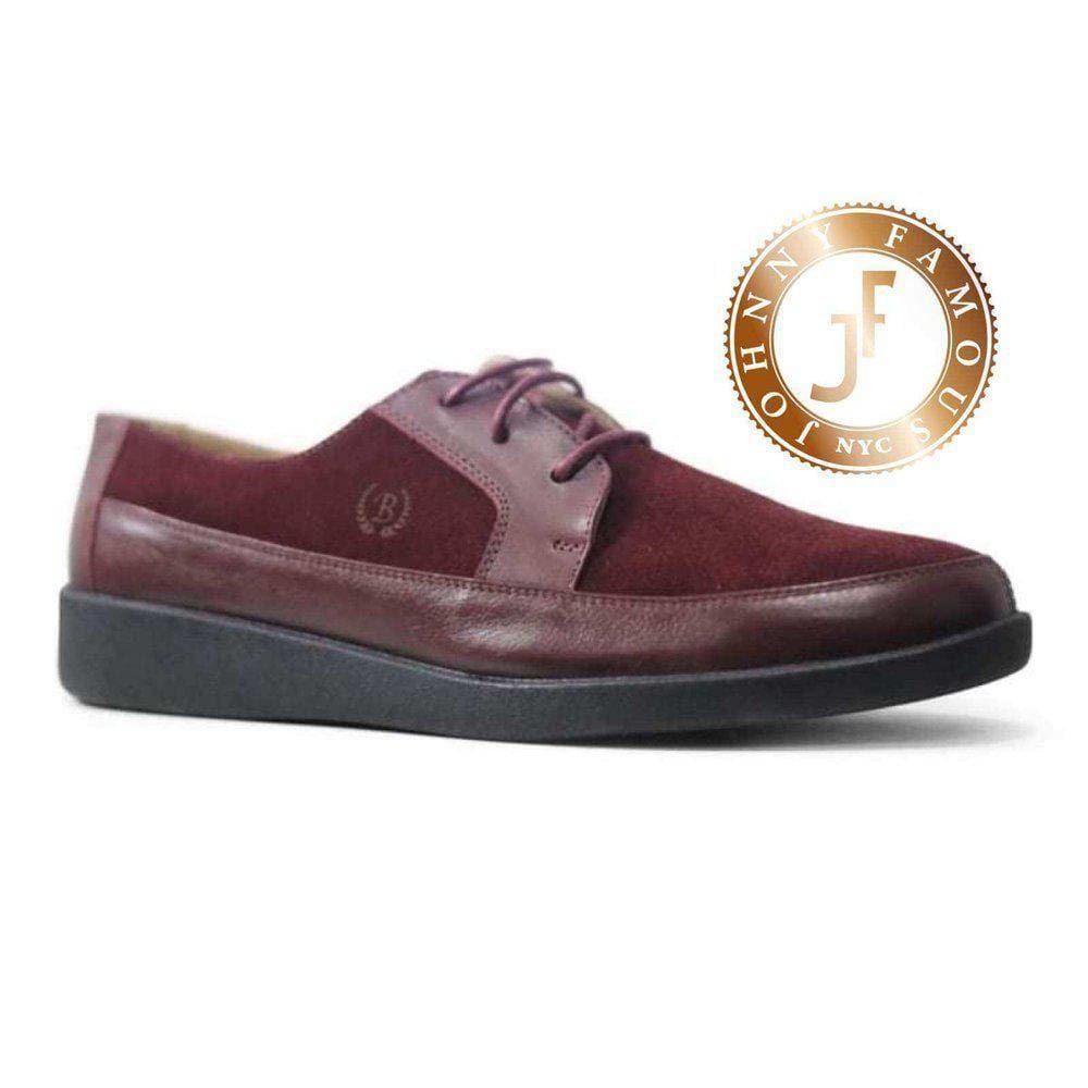 Johnny Famous Bally Style Park West Men's Burgundy Suede Low Tops