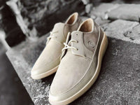 Thumbnail for Johnny Famous Bally Style Park West Men's Cream White Suede Low Tops