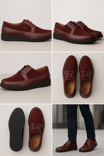 Johnny FamouS Bally Style Park West Men’s Low Tops – Burgundy Suede And Leather – Vintage 80s Vibe Shoes by Johnny Famous – Don't Panic Shoes