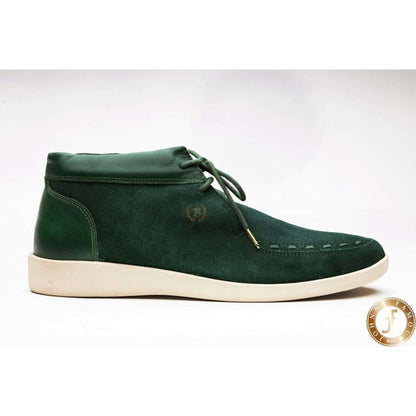 Johnny FamouS Bally Style Soho Men’s Emerald Green Suede And Leather High Tops – Vintage 80s Vibe Shoes by Johnny Famous – Don't Panic Shoes