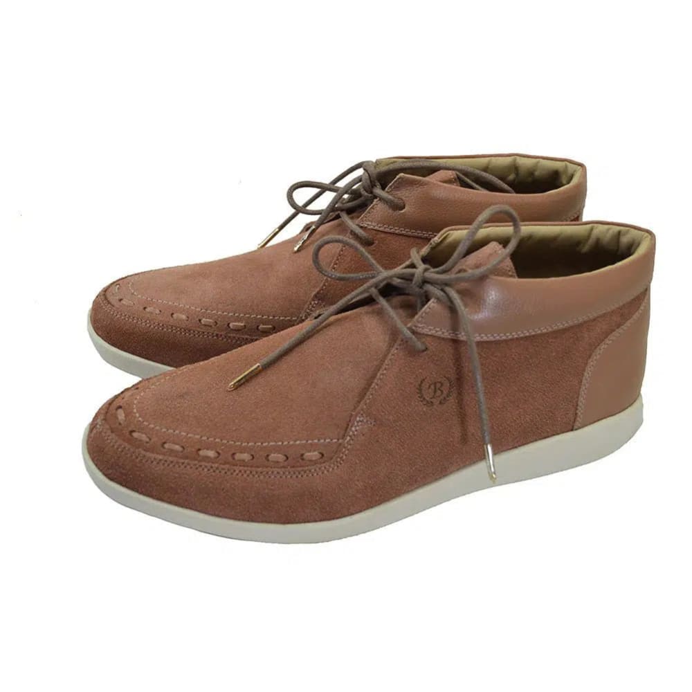 Johnny FamouS Bally Style Soho Men’s High Tops – Salmon Suede And Leather – Vintage 80s Vibe Shoes by Johnny Famous – Don't Panic Shoes