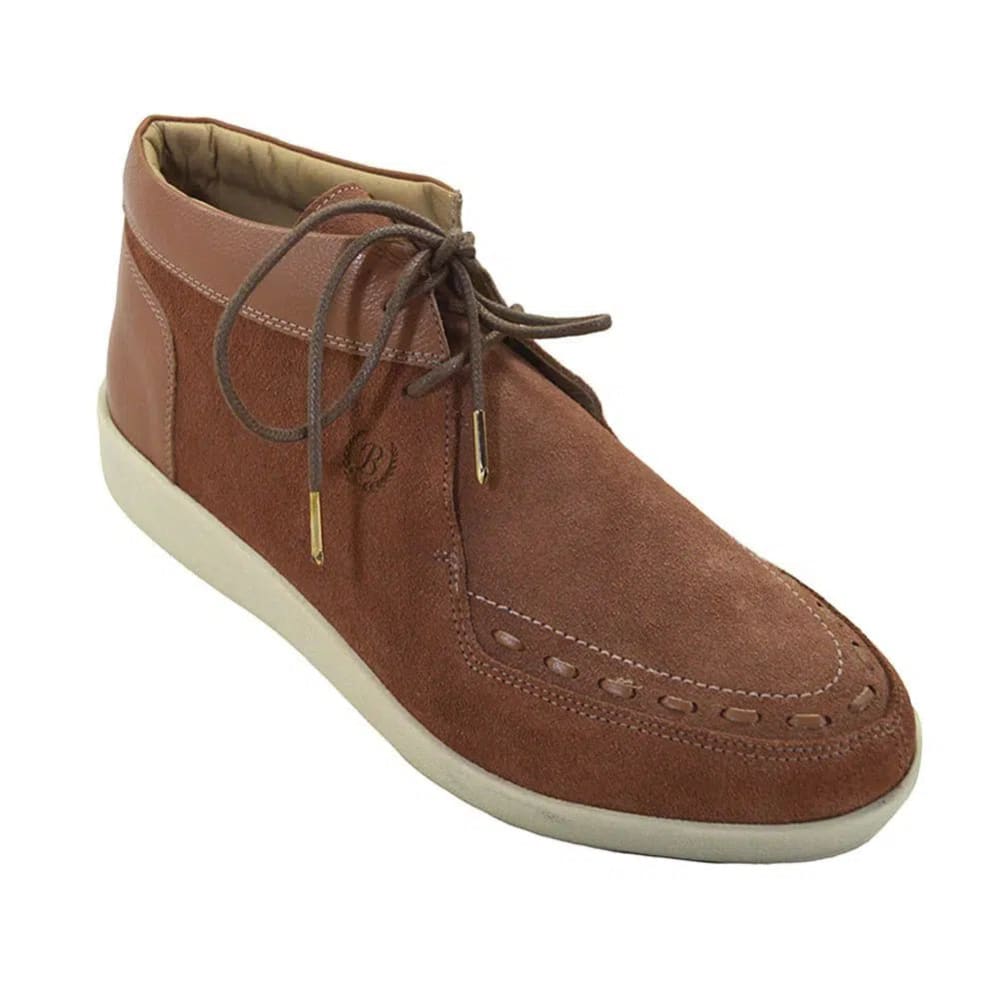 Johnny FamouS Bally Style Soho Men’s High Tops – Salmon Suede And Leather – Vintage 80s Vibe Shoes by Johnny Famous – Don't Panic Shoes