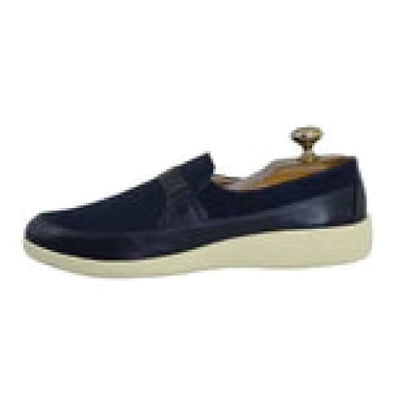 Johnny FamouS Bally Style Tribeca Men’s Slip - Ons – Navy Blue Suede And Leather – Vintage 80s Vibe Shoes by Johnny Famous – Don't Panic Shoes