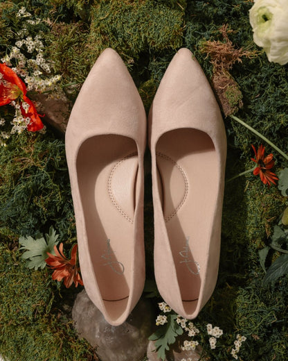 Jolie | Light Taupe Suede Heels by J.Adams – Don't Panic Shoes