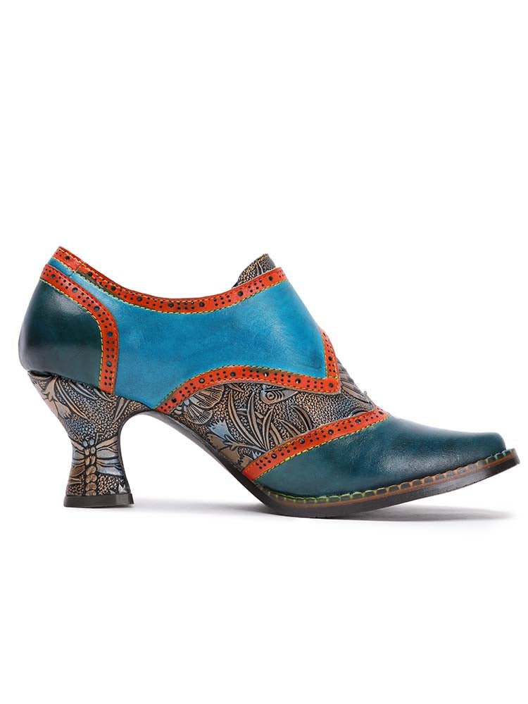 Kaisley Hand Embossed Leather Shoes Pumps by Colorstepshoes – Don't Panic Shoes