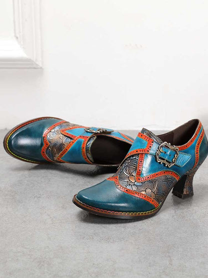 Kaisley Hand Embossed Leather Shoes Pumps by Colorstepshoes – Don't Panic Shoes