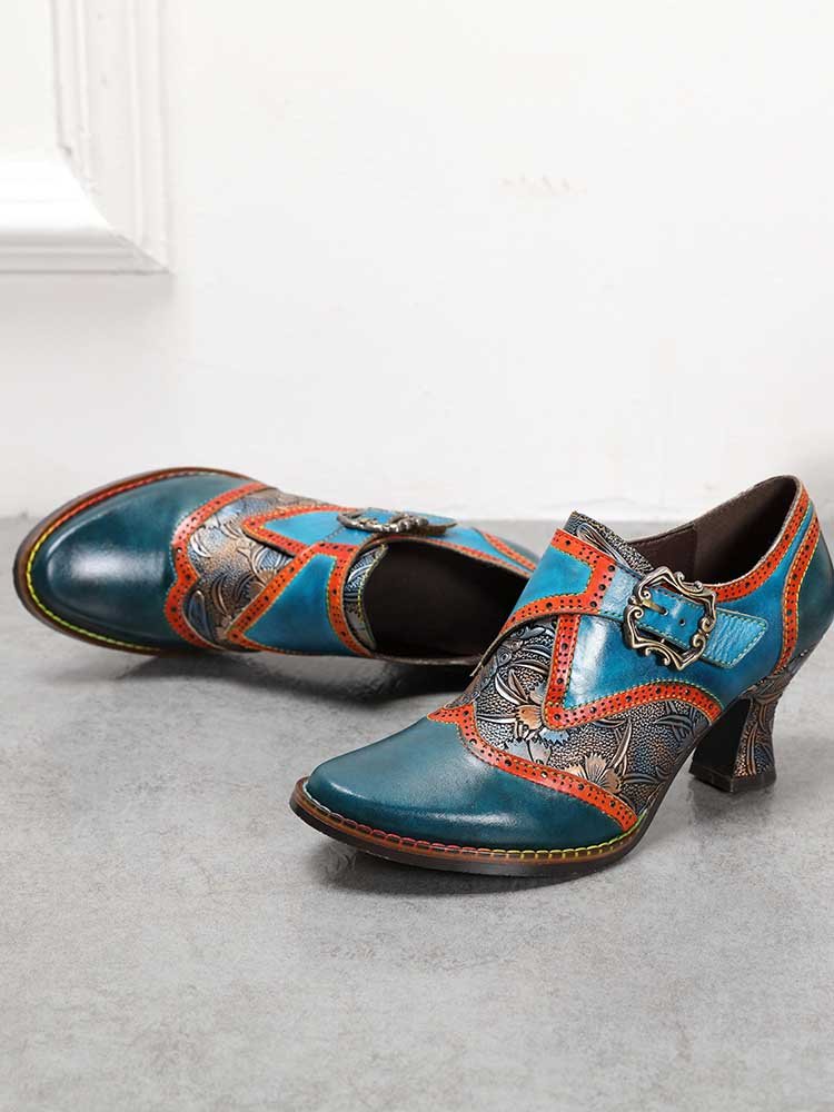 Kaisley Hand Embossed Leather Shoes Pumps by Colorstepshoes – Don't Panic Shoes