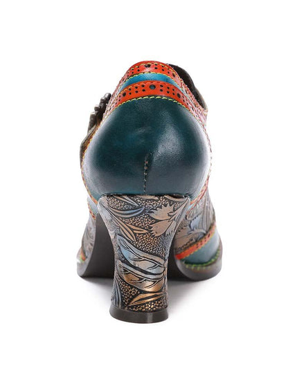 Kaisley Hand Embossed Leather Shoes Pumps by Colorstepshoes – Don't Panic Shoes