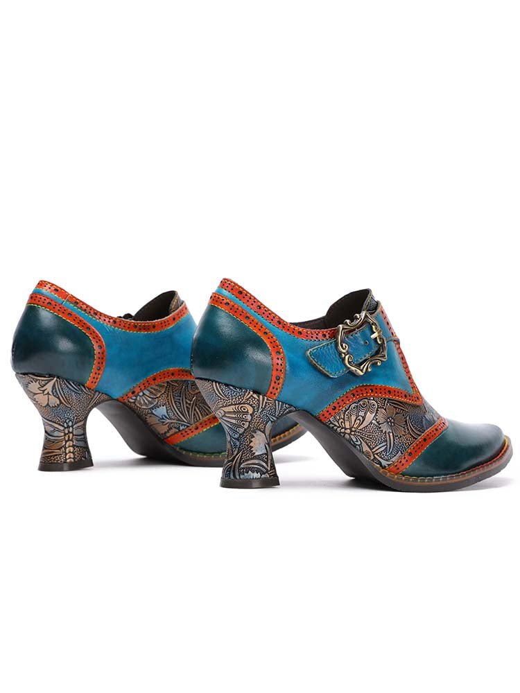 Kaisley Hand Embossed Leather Shoes Pumps by Colorstepshoes – Don't Panic Shoes