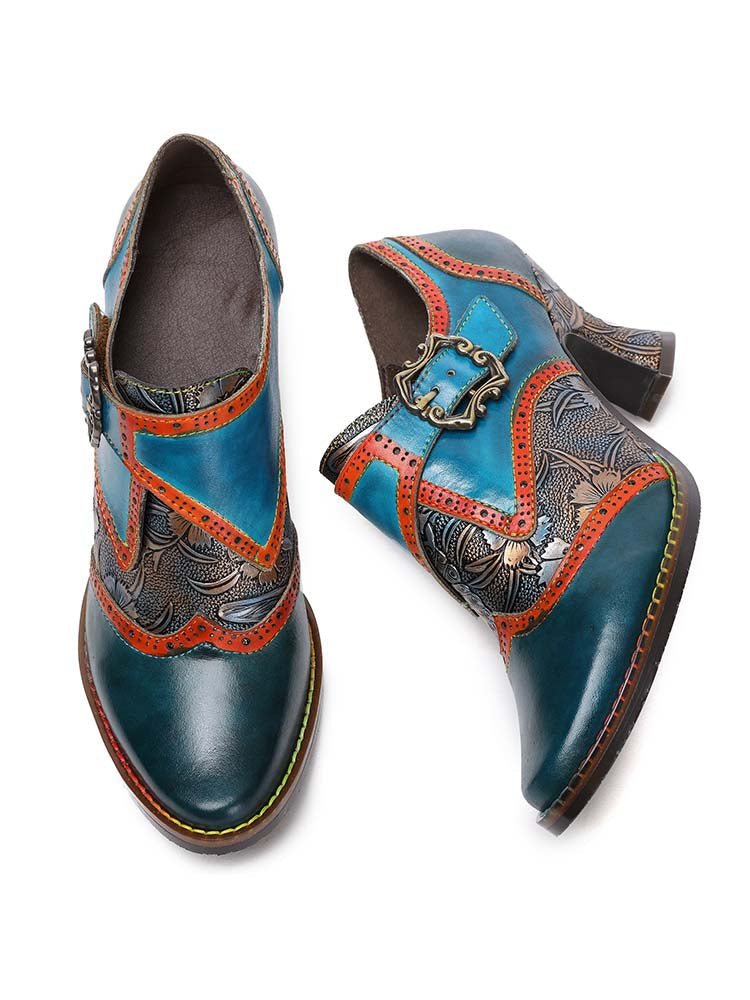 Kaisley Hand Embossed Leather Shoes Pumps by Colorstepshoes – Don't Panic Shoes