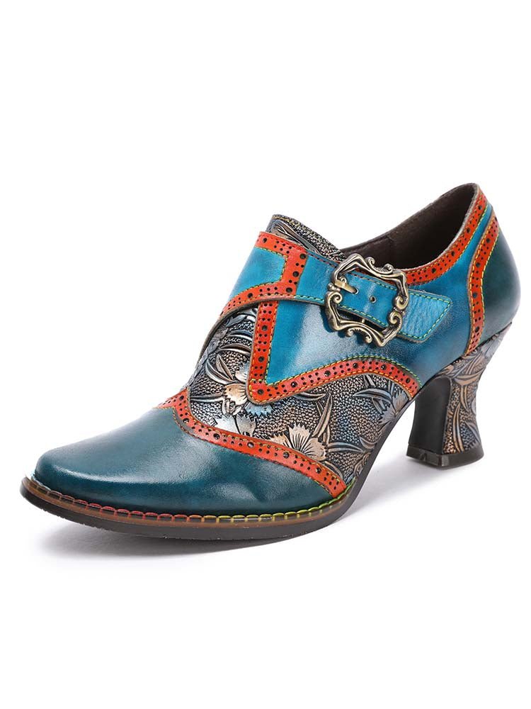 Kaisley Hand Embossed Leather Shoes Pumps by Colorstepshoes – Don't Panic Shoes