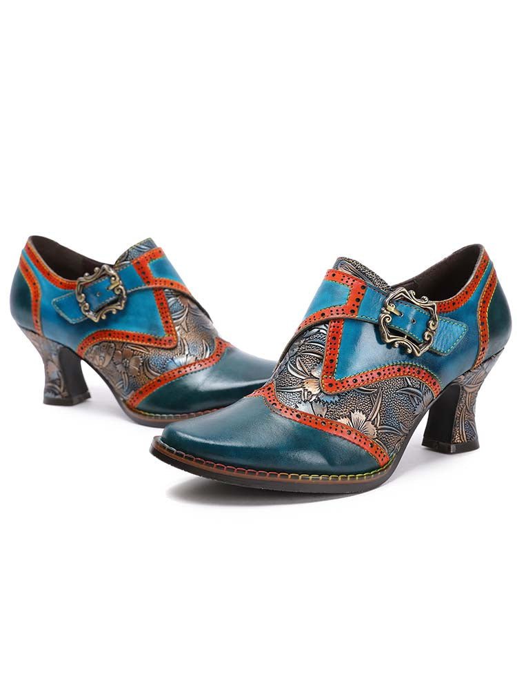 Kaisley Hand Embossed Leather Shoes Pumps by Colorstepshoes – Don't Panic Shoes