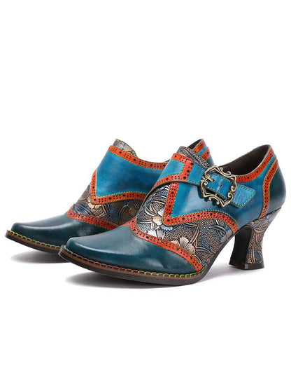 Kaisley Hand Embossed Leather Shoes Pumps by Colorstepshoes – Don't Panic Shoes