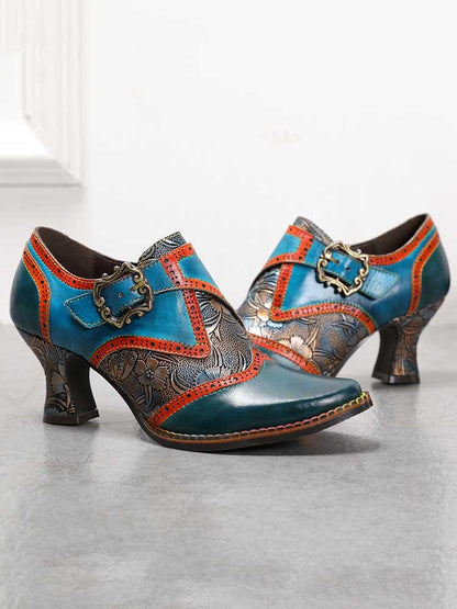 Kaisley Hand Embossed Leather Shoes Pumps by Colorstepshoes – Don't Panic Shoes