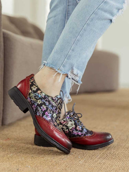 Karter Flower Handmade Brogue Flat Shoes Flat by Colorstepshoes – Don't Panic Shoes