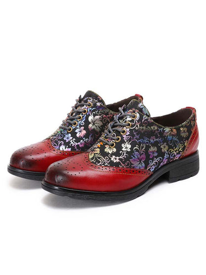 Karter Flower Handmade Brogue Flat Shoes Flat by Colorstepshoes – Don't Panic Shoes