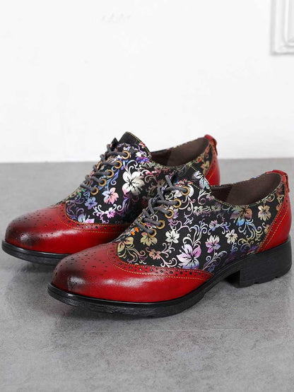Karter Flower Handmade Brogue Flat Shoes Flat by Colorstepshoes – Don't Panic Shoes