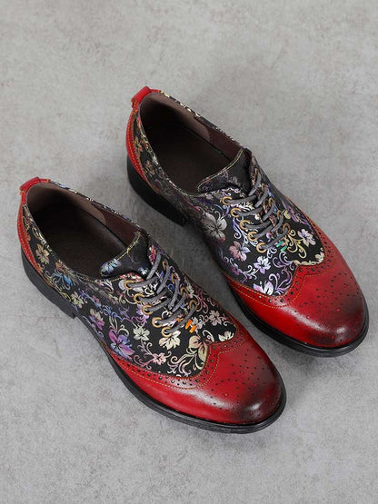 Karter Flower Handmade Brogue Flat Shoes Flat by Colorstepshoes – Don't Panic Shoes