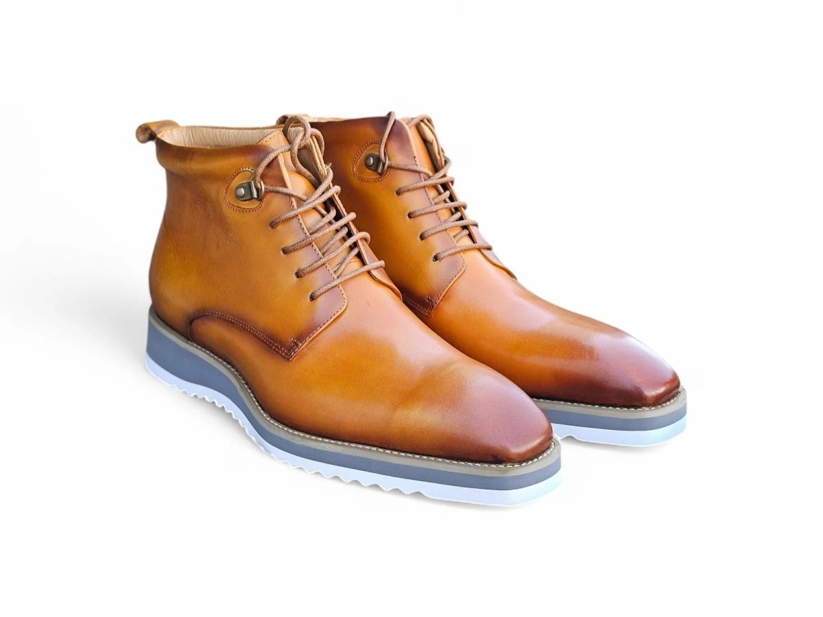 Kb Burnished Calfskin Lace Up Boot Patina Finish Kb515 - 16 Boots by Carrucci Shoes – Don't Panic Shoes