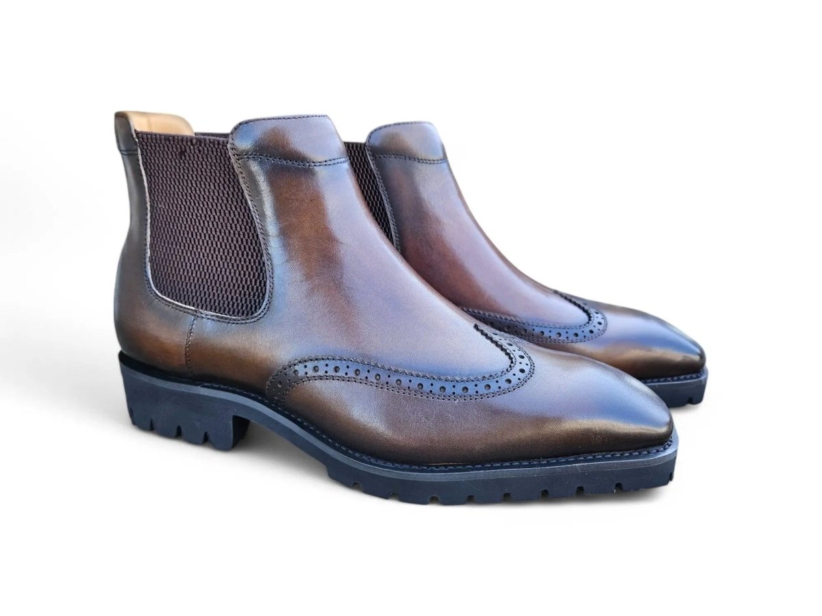 Kb Lug Sole Chelsea Boot Wingtip Toe Calf Leather Kb515 - 13 Boots by Carrucci Shoes – Don't Panic Shoes