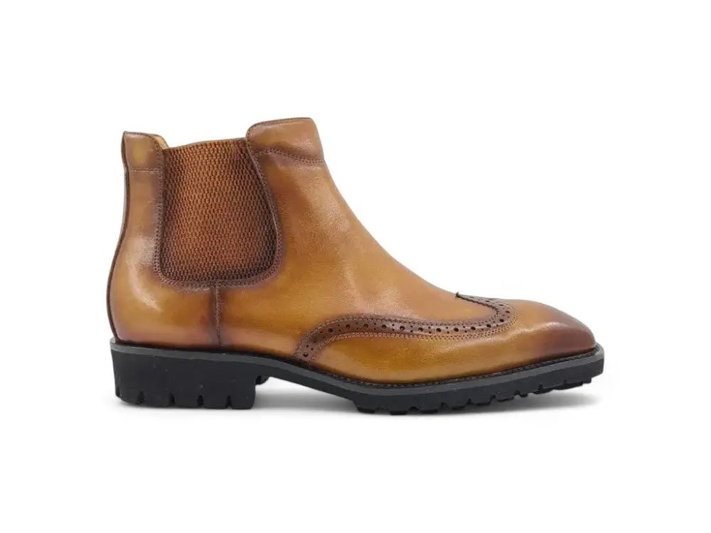 Kb Lug Sole Chelsea Boot Wingtip Toe Calf Leather Kb515 - 13 Boots by Carrucci Shoes – Don't Panic Shoes