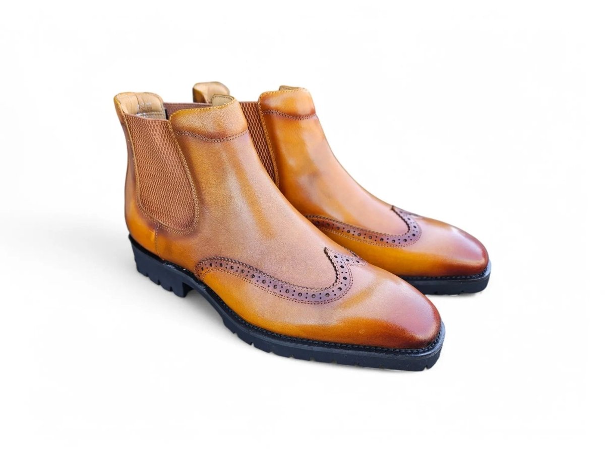 Kb Lug Sole Chelsea Boot Wingtip Toe Calf Leather Kb515 - 13 Boots by Carrucci Shoes – Don't Panic Shoes