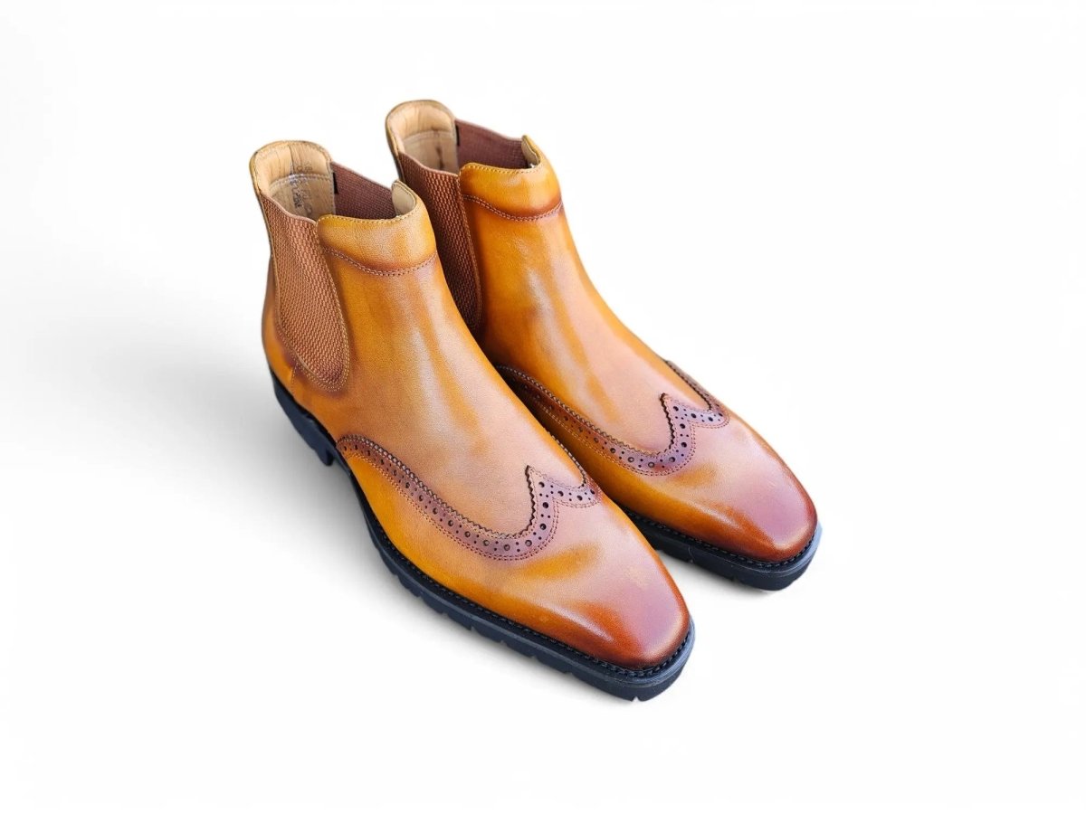 Kb Lug Sole Chelsea Boot Wingtip Toe Calf Leather Kb515 - 13 Boots by Carrucci Shoes – Don't Panic Shoes