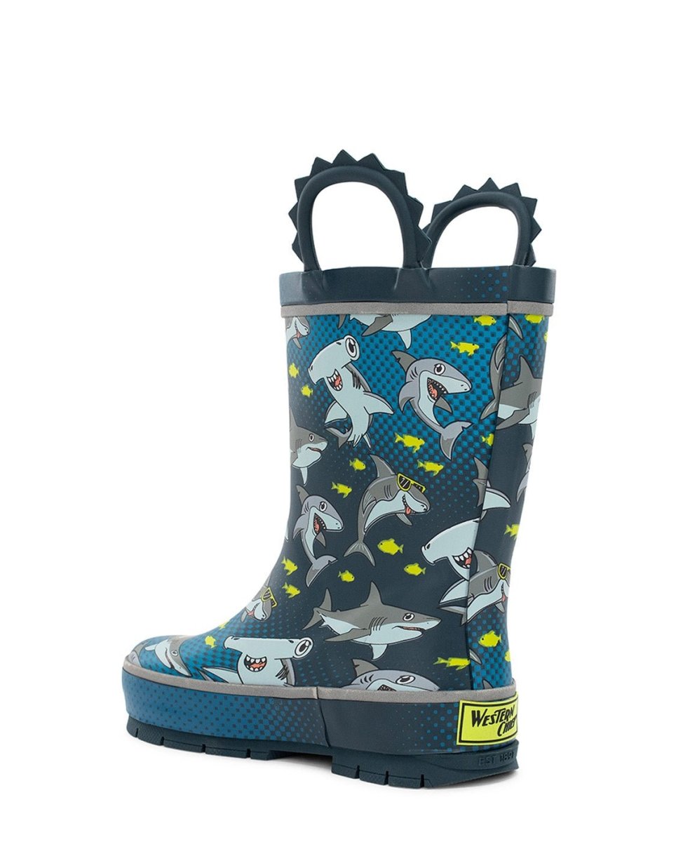 Kids Chiller Sharks Rain Boot - Navy Rain Boots by Western Chief Kids' Sale – Don't Panic Shoes