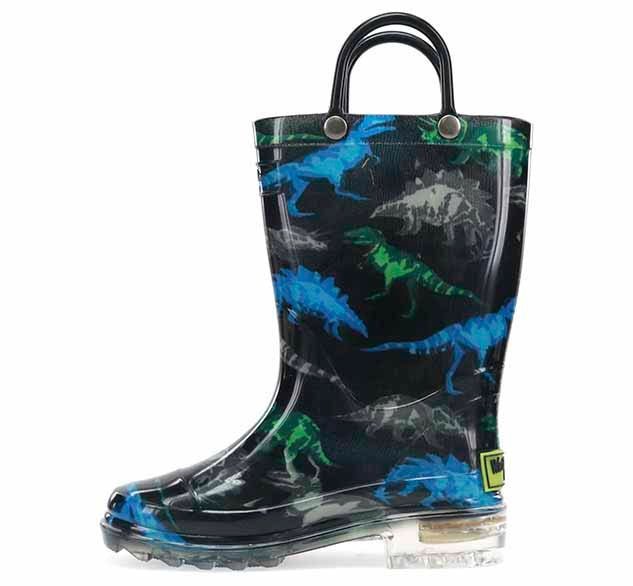 Kids Dinosaur Friends Lighted Rain Boot - Black Rain Boots by Western Chief Kids' – Don't Panic Shoes