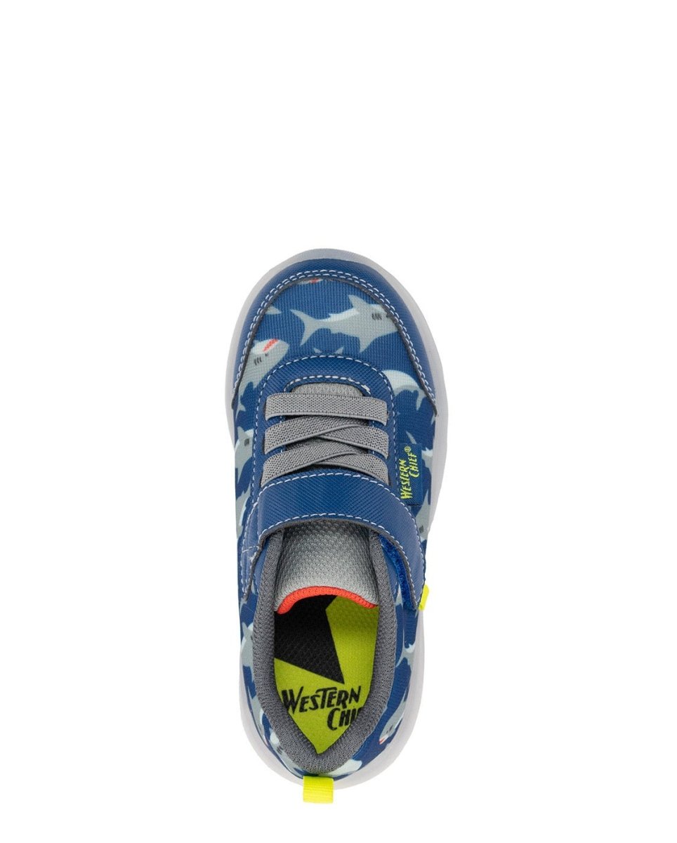 Kids Lighted Flash Feet Shark Sneaker - Blue Sneakers by Western Chief Kids' – Don't Panic Shoes