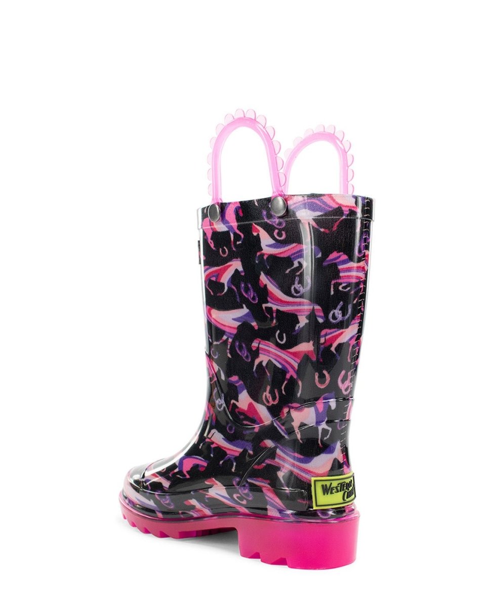 Kids Pastel Pastures Lighted Rain Boot - Black Rain Boots by Western Chief Kids' – Don't Panic Shoes