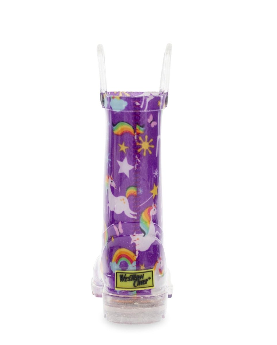 Kids Rainbow Unicorn Lighted Rain Boot - Purple Rain Boots by Western Chief Kids' – Don't Panic Shoes