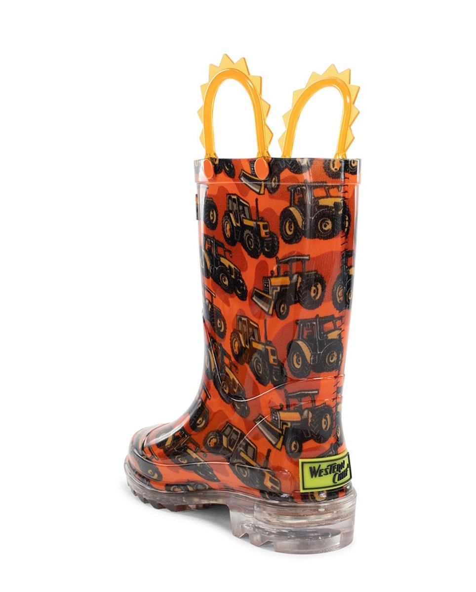 Kids Tractors Lighted Rain Boot - Orange Rain Boots by Western Chief Kids' Sale – Don't Panic Shoes