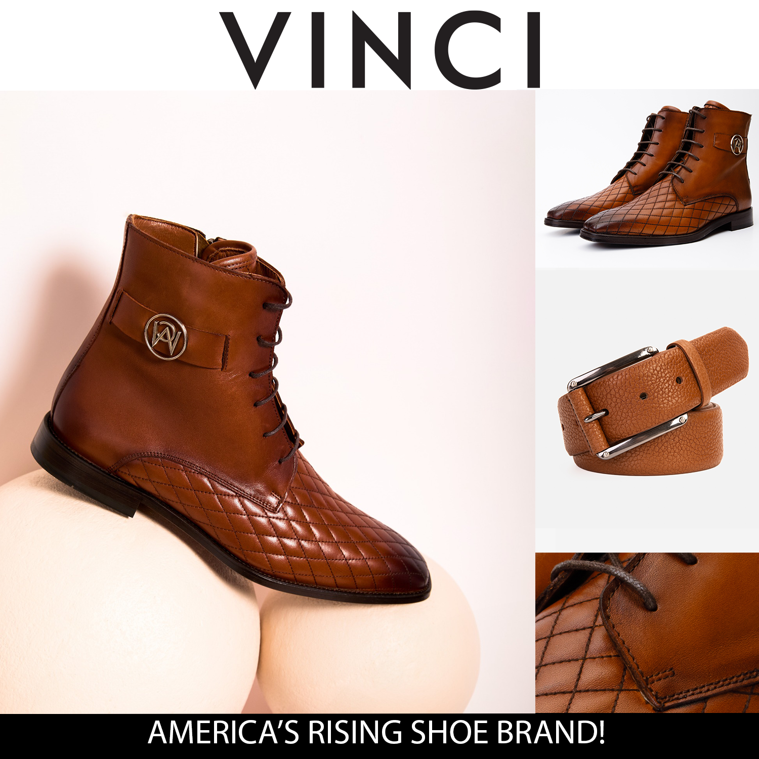 The Zeus Brown Leather Lace-Up Men Boot with a Zipper