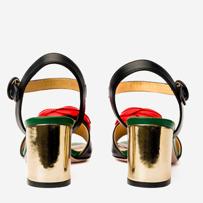 The Salerno Black Leather Women Sandal