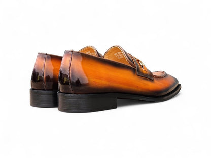 Ks Amber Patent Leather Chain Loafer Patent Leather Amber Ks303 - 06p Shoes by Carrucci Shoes – Don't Panic Shoes