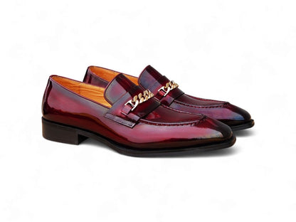 Ks Amber Patent Leather Chain Loafer Patent Leather Amber Ks303 - 06p Shoes by Carrucci Shoes – Don't Panic Shoes