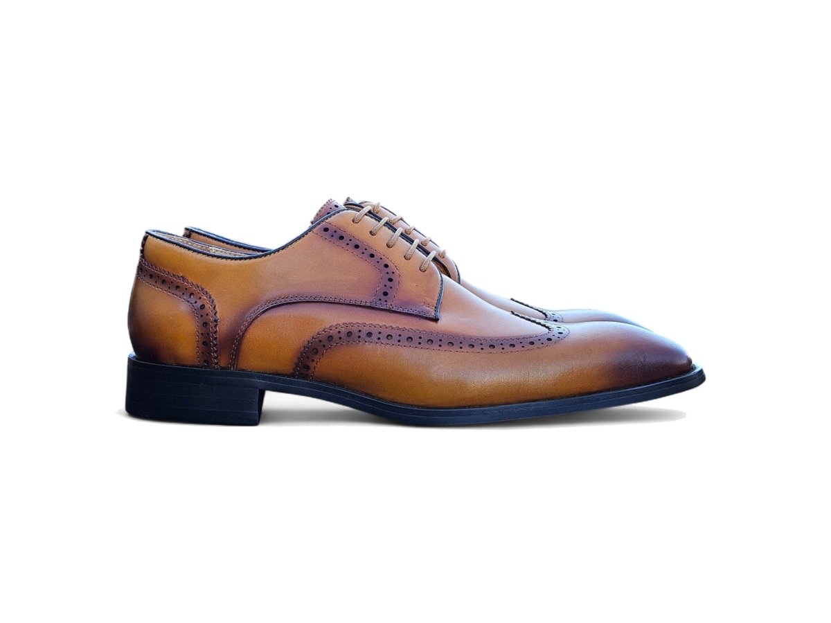 KS Blucher Style Wingtip Oxford Men’s Calfskin Leather Ks509 - 43 Shoes by Carrucci Shoes – Don't Panic Shoes