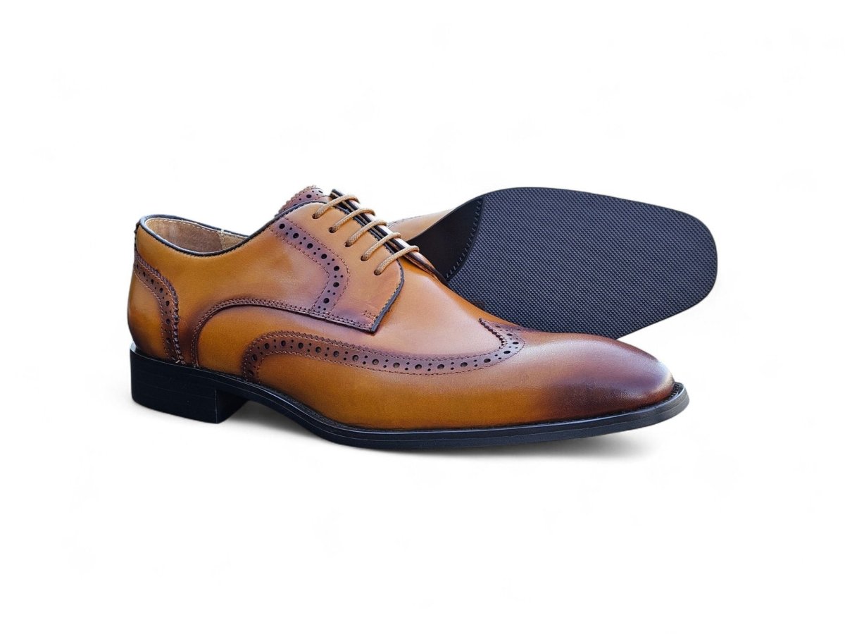 KS Blucher Style Wingtip Oxford Men’s Calfskin Leather Ks509 - 43 Shoes by Carrucci Shoes – Don't Panic Shoes