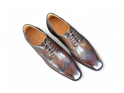 KS Blucher Style Wingtip Oxford Men’s Calfskin Leather Ks509 - 43 Shoes by Carrucci Shoes – Don't Panic Shoes