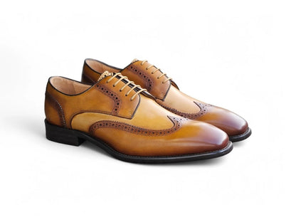 KS Blucher Style Wingtip Oxford Men’s Calfskin Leather Ks509 - 43 Shoes by Carrucci Shoes – Don't Panic Shoes