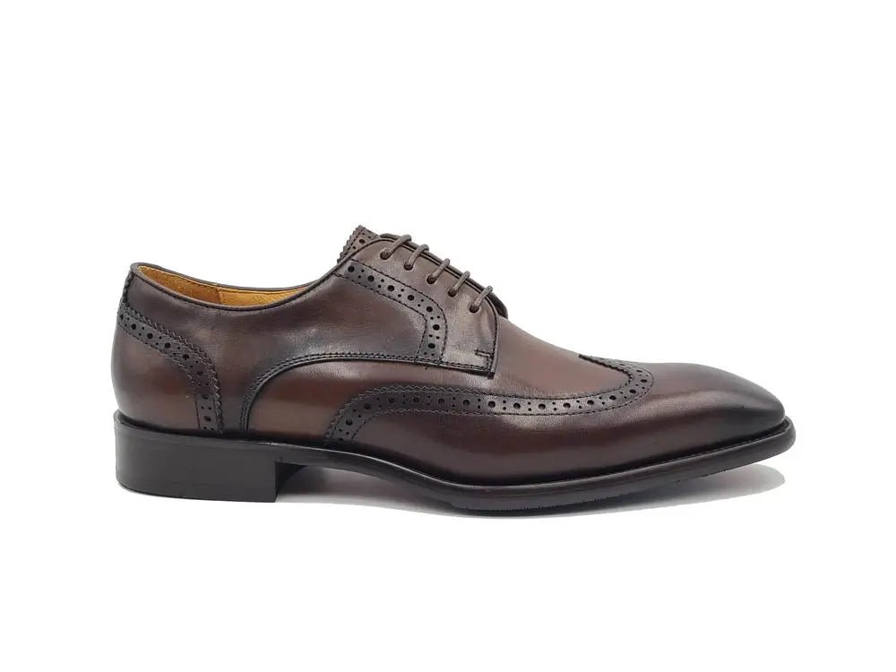 KS Blucher Style Wingtip Oxford Men’s Calfskin Leather Ks509 - 43 Shoes by Carrucci Shoes – Don't Panic Shoes