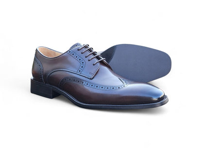 KS Blucher Style Wingtip Oxford Men’s Calfskin Leather Ks509 - 43 Shoes by Carrucci Shoes – Don't Panic Shoes