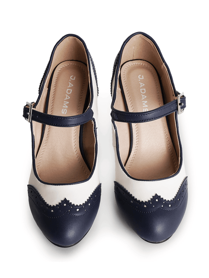 Kym | Navy/Cream Heels by J.Adams – Don't Panic Shoes