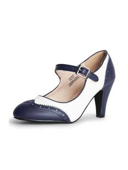 Kym | Navy/Cream Heels by J.Adams – Don't Panic Shoes