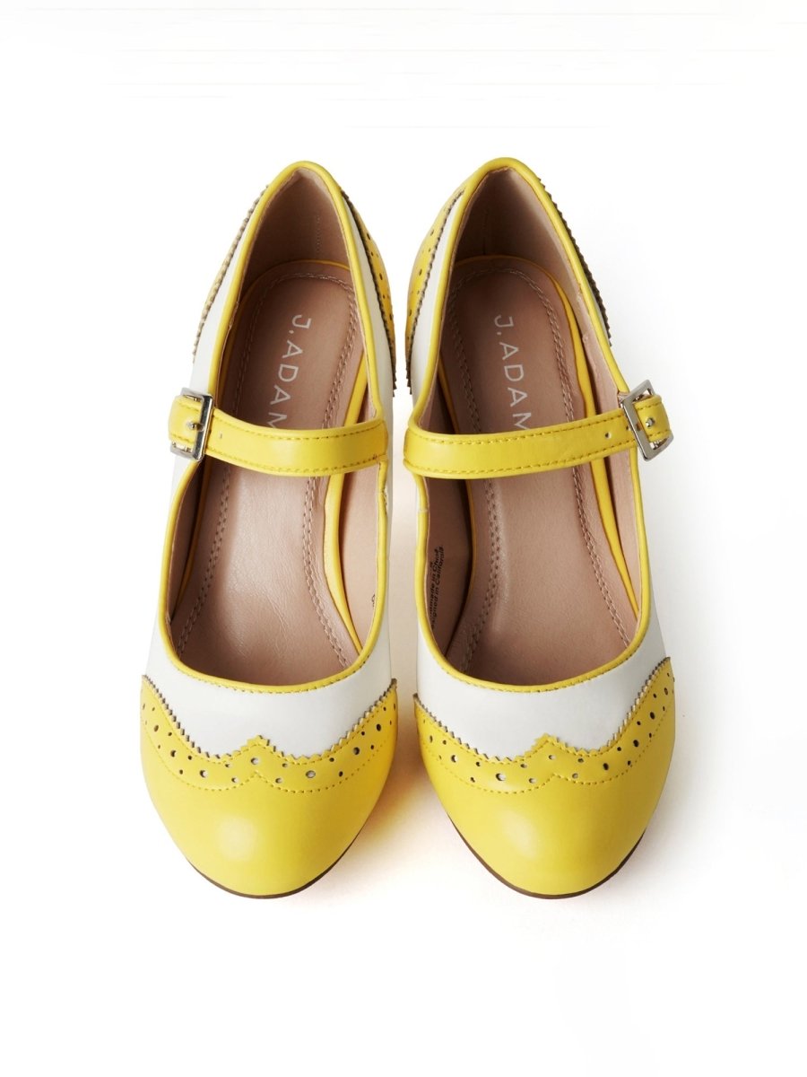 Kym | Yellow/White Heels by J.Adams – Don't Panic Shoes