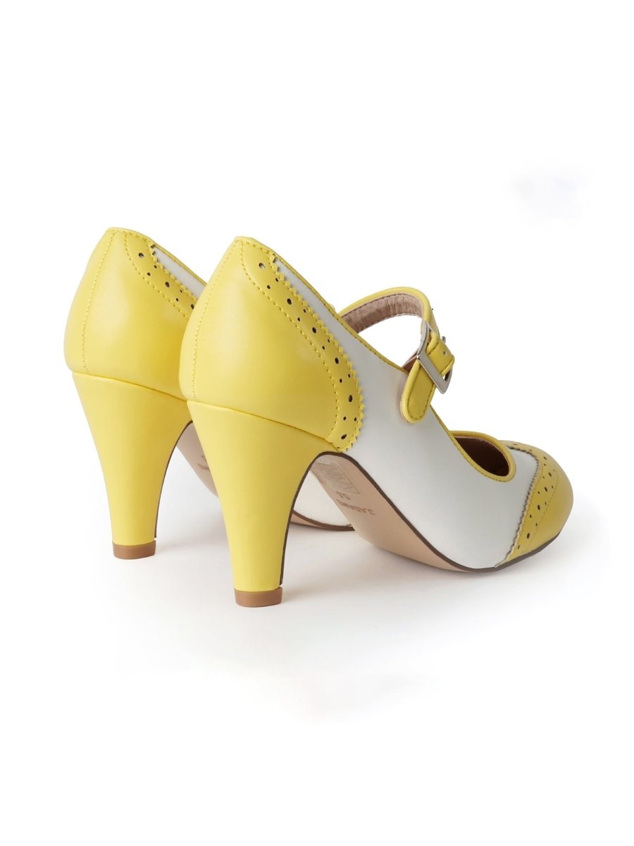 Kym | Yellow/White Heels by J.Adams – Don't Panic Shoes