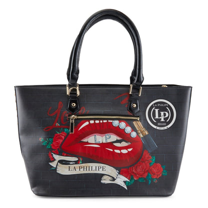 La Philipe Lp1021 16 Red Lips Handbag Tote Leather Handbags by La Philipe – Don't Panic Shoes
