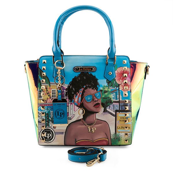 La Philipe Lp1022 8 Handbag Satchel Women's Leather Blue Handbags by La Philipe – Don't Panic Shoes