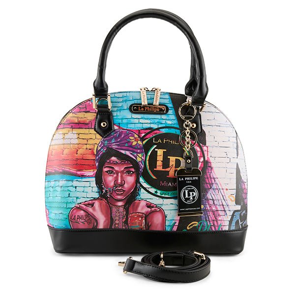 La Philipe Lp1023 2 The Wall Art Handbag Oval Black Handbags by La Philipe – Don't Panic Shoes